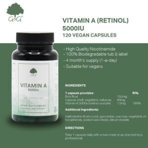 VITAMIN A (RETINOL) 5000IU - 120 VEGAN CAPSULES